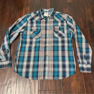Levi’s Long Sleeve Button Up Men’s XL Pearl Snap Blue Western Wear